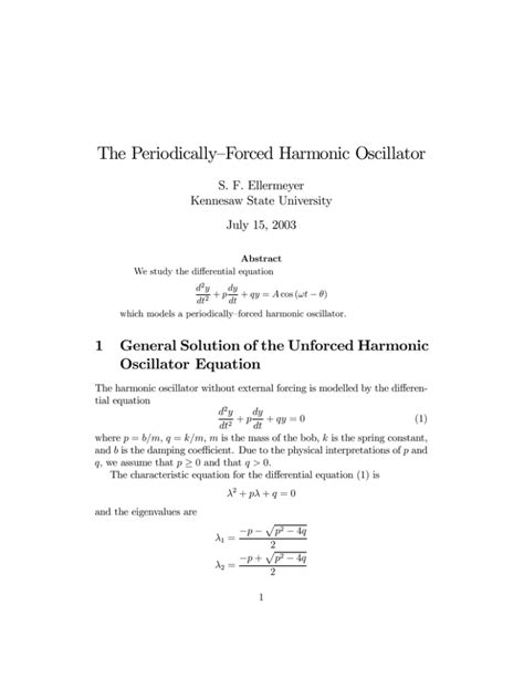 The Periodically—Forced Harmonic Oscillator