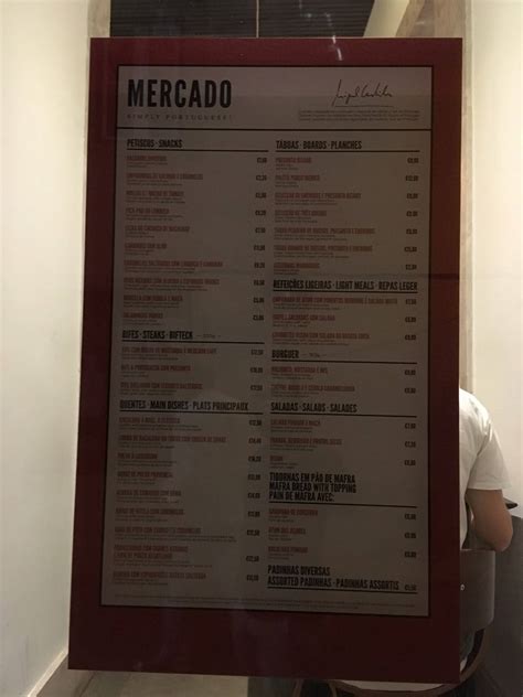 Menu at Mercado restaurant, Lisbon, R. de São Pedro de Alcântara 33