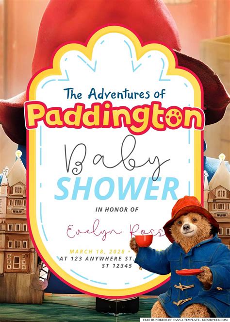 Download Image of FREE-Paddington Bear-Canva-Templates | Beeshower