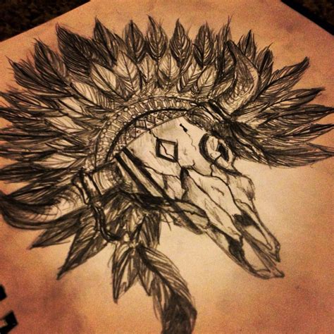 Native American Cow Skull Tattoo