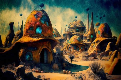 Premium AI Image | Digital painting of a futuristic city in the desert ...