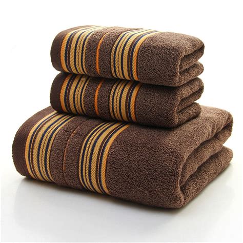 Amazon.com: YIH Luxury Bath Towel Set Stripe Hotel & Spa Brown, 100% ...