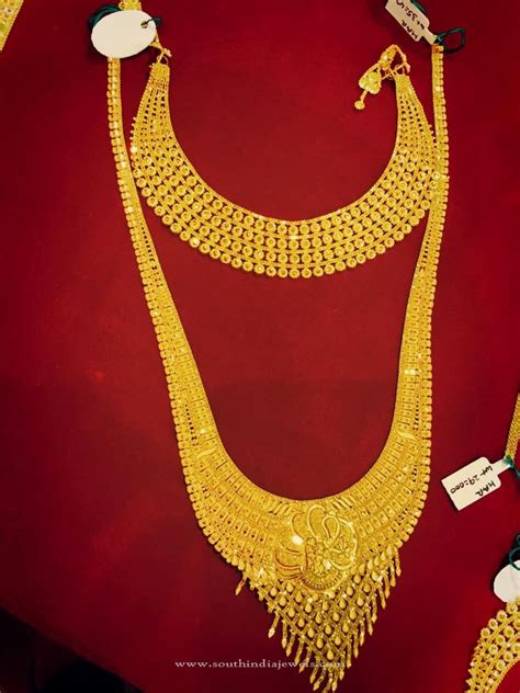 Gold Bridal Jewellery - Choker & Long Necklace ~ South India Jewels