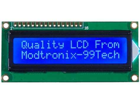 LCD 2x16 Character Module, White on Blue - 99Tech