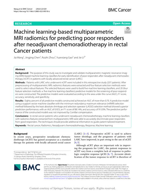 (PDF) Machine learning-based multiparametric MRI radiomics for predicting poor responders after ...