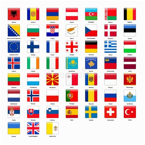 Sistema De Las Banderas De Todos Los Países De Europa Ilustración del ...