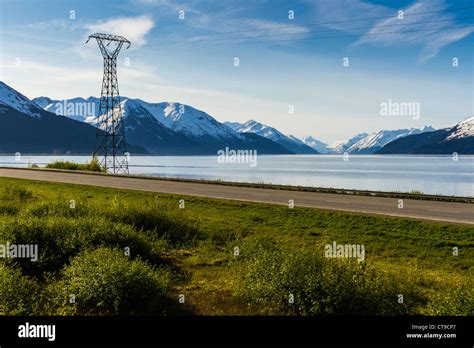 Alaska coastal highway between Anchorage and Seward, Alaska Stock Photo ...