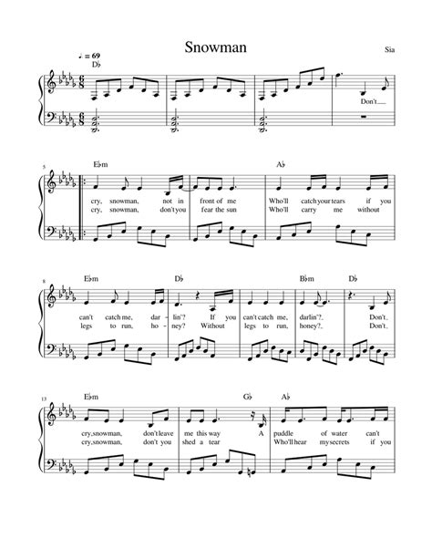 Sia - Snowman Sheet music for Piano (Solo) | Musescore.com