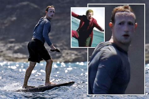 Mark Zuckerberg surfs with his face covered in sunscreen and instantly ...