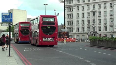 (HD) London buses on Routes 4, 341 & 77 pass Waterloo Bus Station - YouTube