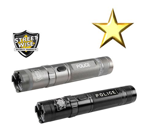 Police Force 9.2 Million Volt Rechargeable Tactical Stun Flashlight, Black or Gun Metal - Stun ...