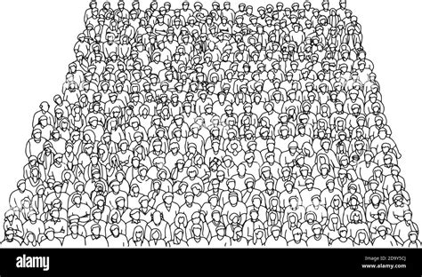 crowd of people on stadium vector illustration sketch doodle hand drawn with black lines ...