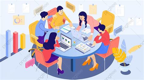 Business Office Meeting Scene Illustration, Vector, Business Office, Meeting Illustration ...