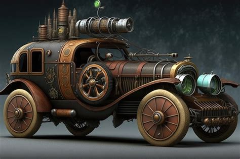 Steampunk Car Art Futuristic Design Generative AI | Premium AI-generated image