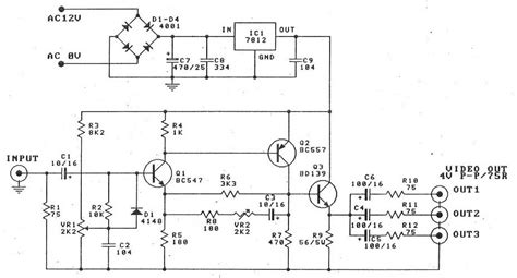 Circuit Electronics: Circuit Video Amplifier by transistor BC547 & BC557