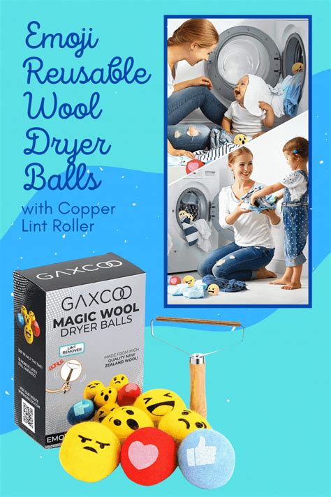 Emoji Reusable Wool Dryer Balls with Lint Roller in 2021 | Wool balls, Dryer balls, Wool dryer balls