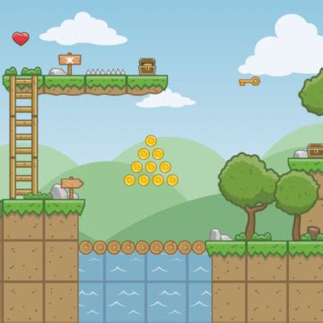 Cartoon Town - Game Platformer - Royalty Free Game Art