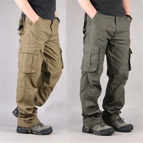 Men Cargo Pants Cotton With 6 Pockets Straight Loose Baggy Hip Hop ...