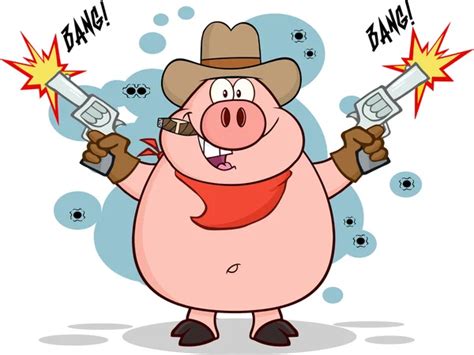 Cowboy Mascot Aiming Guns — Stock Vector © chromaco #6394809