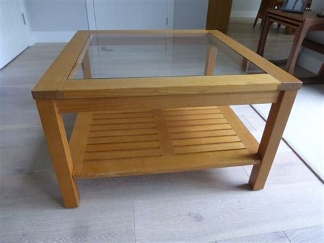 M&S Light Oak Coffee Table - Square with Clear Glass Top | in Guildford ...