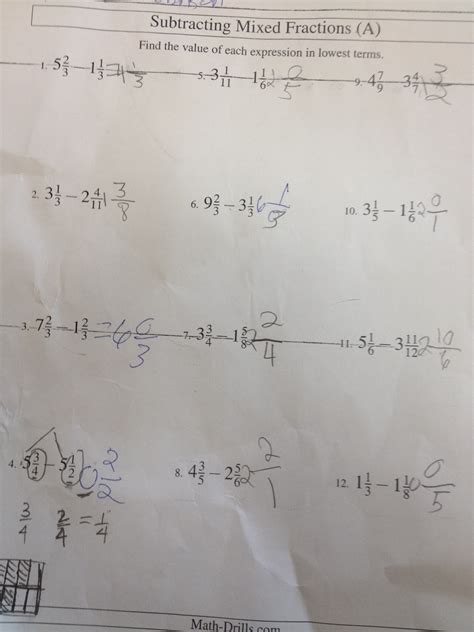 Subtracting Fractions – Math Mistakes