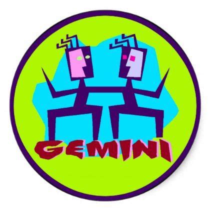 Gemini Cartoon Zodiac Astrology design Classic Round Sticker | Zazzle | Astrology gemini, Gemini ...