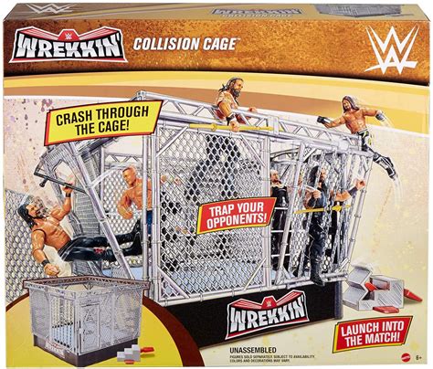 WWE Wrestling Wrekkin Collision Cage Exclusive Playset Build n Bash Cage Match Mattel Toys - ToyWiz