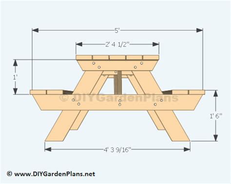 6 Foot Picnic Table Plans PDF Download - Etsy