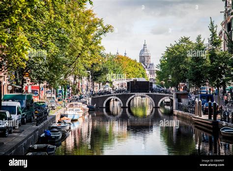 Canal in Jordaan district, Jordaan, Amsterdam, province of North ...