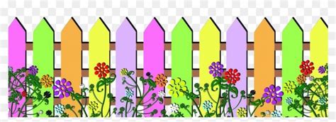 Free Flowers Clip Art - Colorful Fence Design