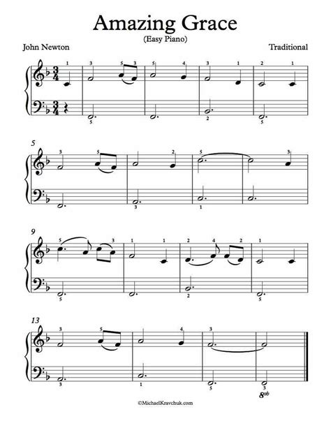 Free Easy Piano Arrangement Sheet Music – Amazing Grace | Piano music lessons, Piano music ...