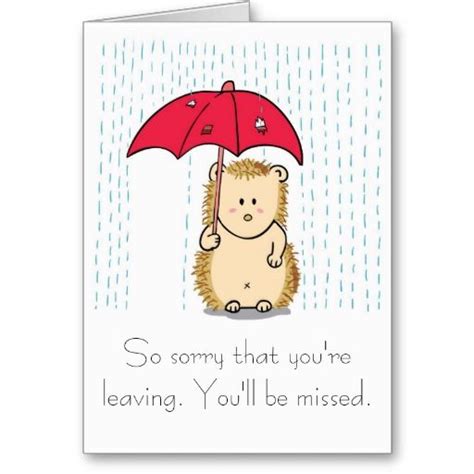 Cute hedgehog Cartoon Farewell Card | Zazzle | Farewell cards, Goodbye cards, Leaving cards