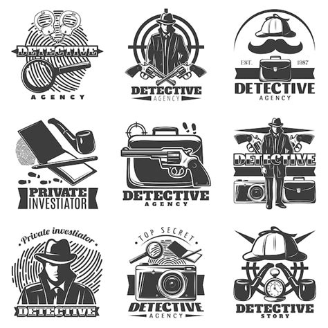 Free Vector | Private investigator logo set