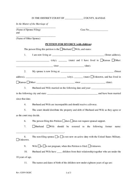 Kansas Divorce Forms - Free Templates in PDF, Word, Excel to Print