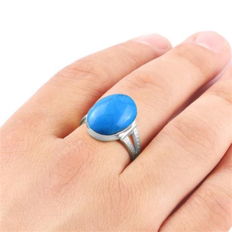 Men's Ring Turquoise in 925 Sterling Silver, Natural Blue Stone Ring ...