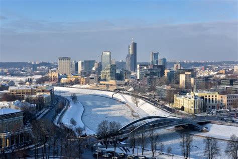 Vilnius in winter editorial photo. Image of street, river - 66705886