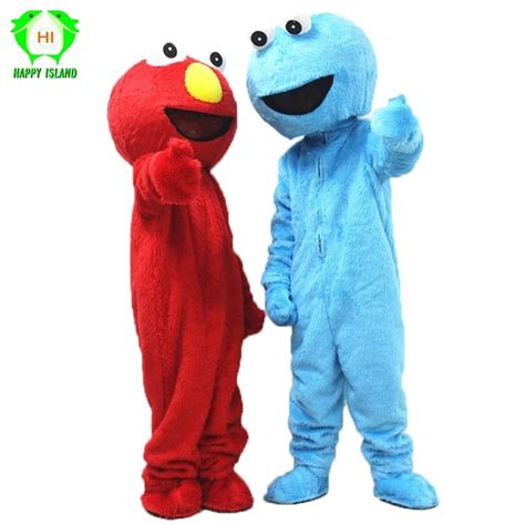 Halloween Cosplay Costumes Red Elmo Blue Cookie Monster Costume Sesame ...