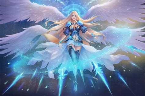 Wallpaper : illustration, fantasy art, anime, angel, artwork, wing, computer wallpaper ...