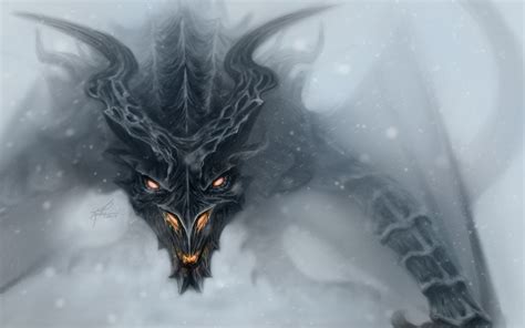 Skyrim Dragon Wallpaper - WallpaperSafari