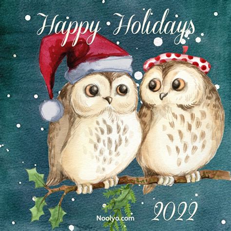 Happy Holidays Card – Printable, Free – Owls - Noolyo.com Calendars ...