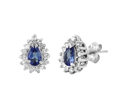 Pear Shape Tanzanite and Diamond Earrings