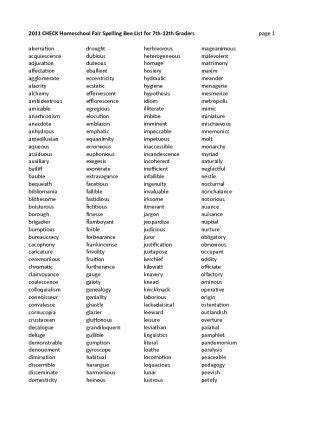 Twelfth Grade | 7th-12th grade Spelling Bee Word List (words only) - SharePDF.net | Spelling bee ...