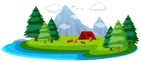 Cartoon island camping scene 297482 Vector Art at Vecteezy