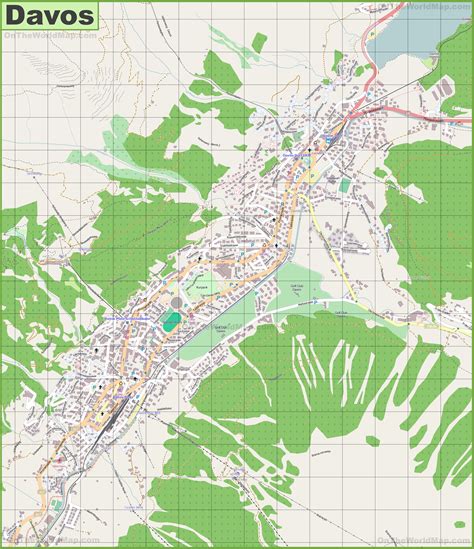 Large detailed map of Davos