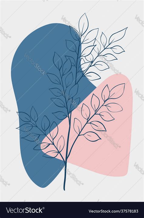 Abstract art tree branch and simple shapes Vector Image