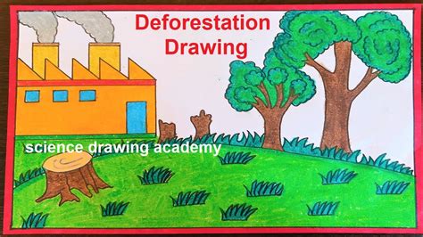 deforestation drawing easy and simple (pollution drawing) | science drawing academy - YouTube