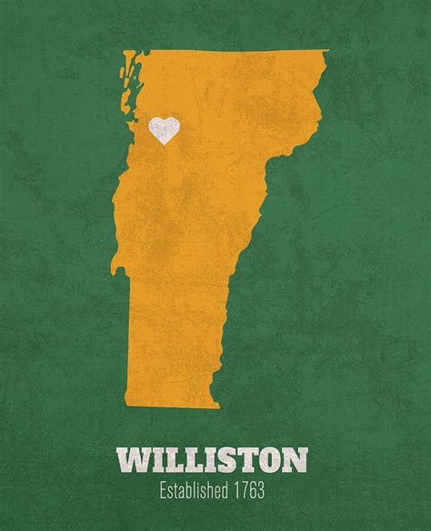 Williston City Vermont City Map Founded 1763 University of Vermont Color Palette Mixed Media by ...