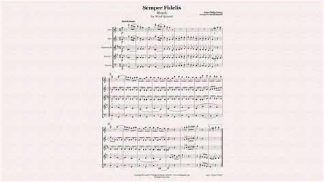 Semper Fidelis March - Wind Quintet Sheet Music - YouTube