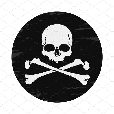 Skull and crossbones emblem. Vector ~ Illustrations ~ Creative Market