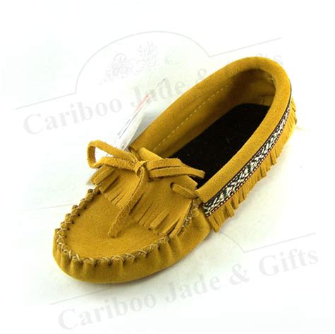 Ladies Suede Moccasins With Fringe Trim - Cariboo Jade & Gift Shop